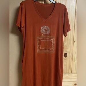 Designer t-shirt dress with rhinestones and pockets